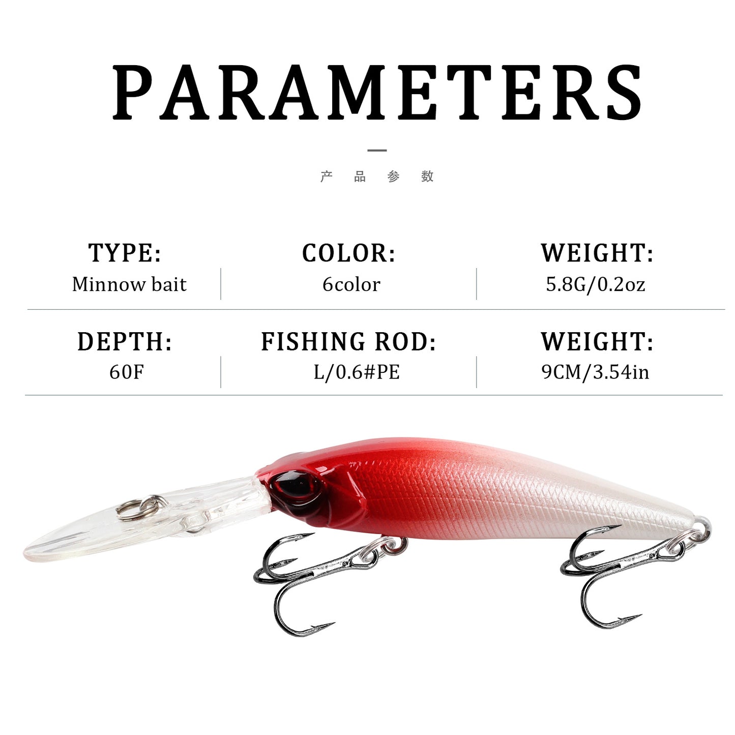 Deep Diving Minnow Fishing Lure - 9cm / 5.8g