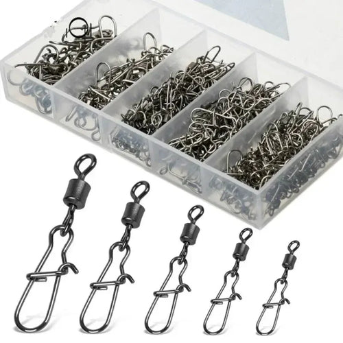 50-Piece Stainless Steel Fishing Swivel Connector Kit