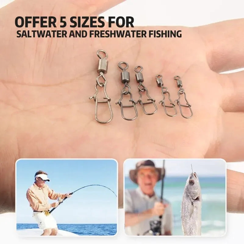 50-Piece Stainless Steel Fishing Swivel Connector Kit