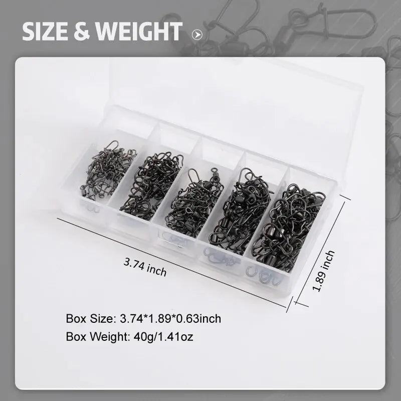 50-Piece Stainless Steel Fishing Swivel Connector Kit