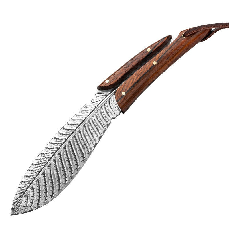 Feather Fixed-Blade Knife w/ Wooden Handle