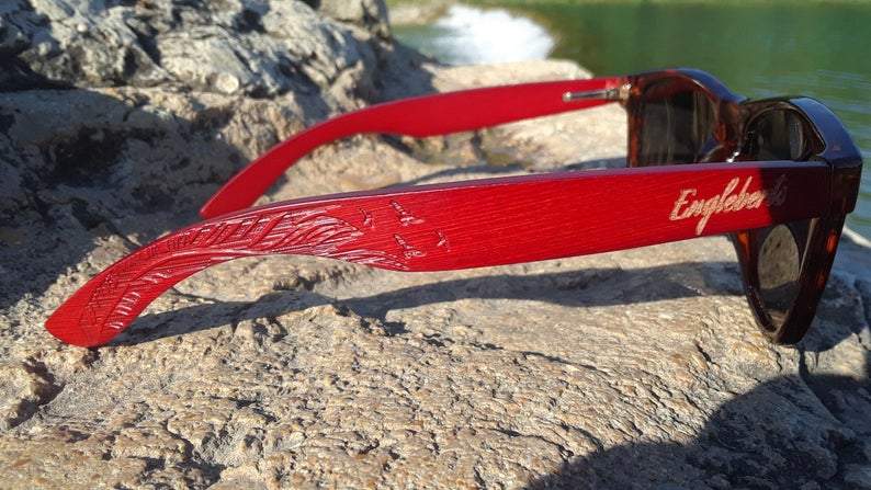 Red Bamboo Tortoise Framed Sunglasses β Polarized & Handcrafted